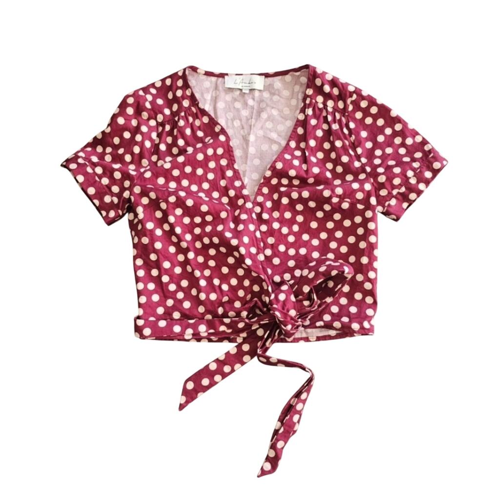 L'Academie The Short Sleeve Wrap Top